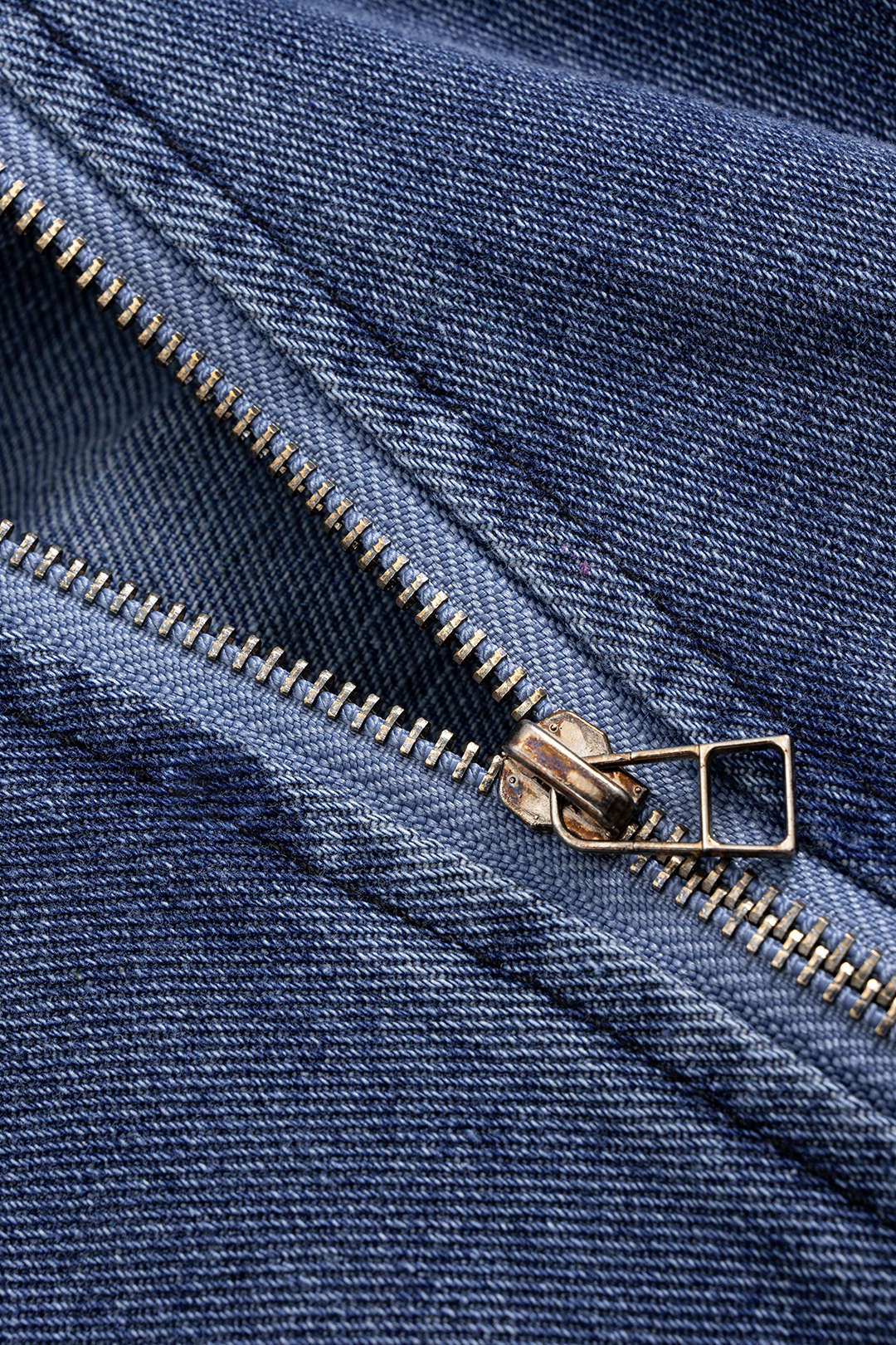 Denim Zipper Hooded Long-Sleeve Top