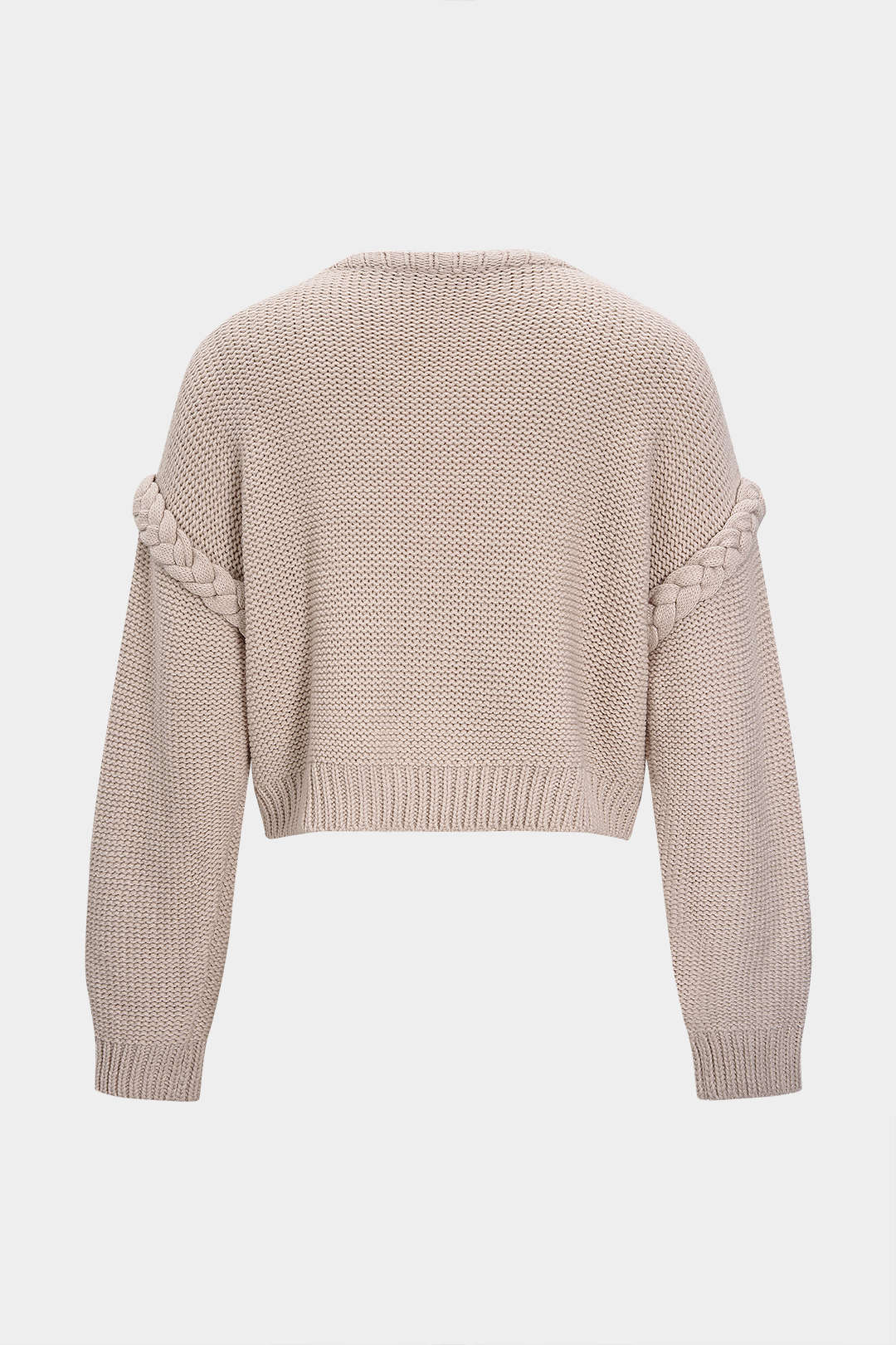 Cable Knit Round Neck Long-Sleeve Top