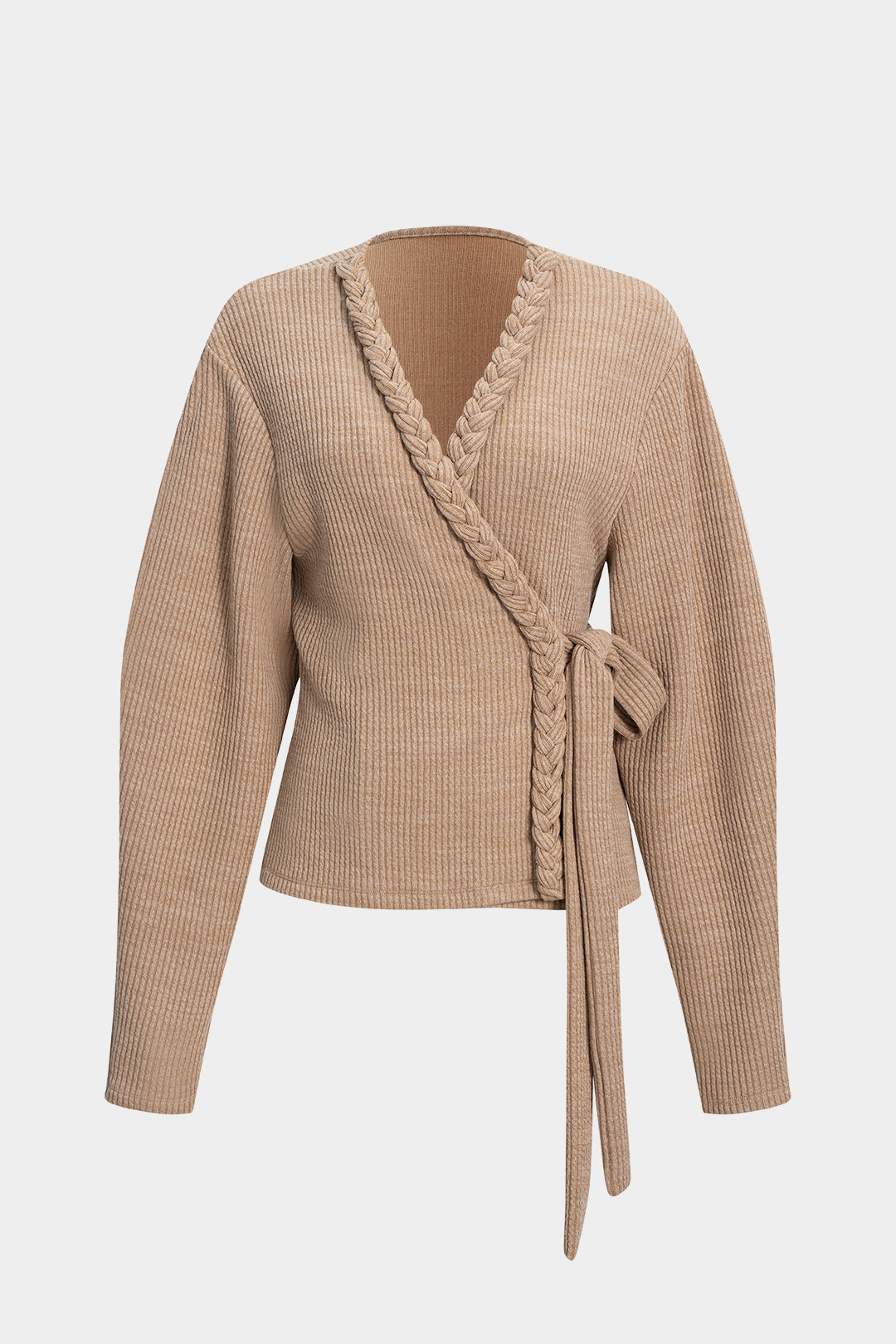 V-Neck Braided Strappy Long-Sleeve Top