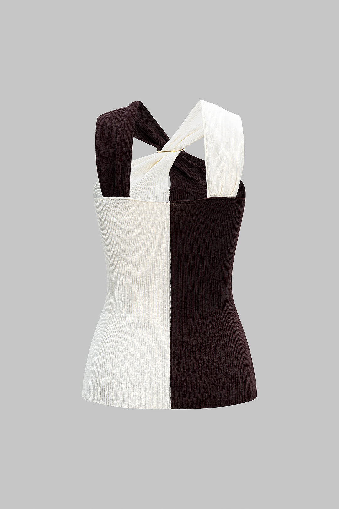 Halter Neck Contrast Metallic Tank Top