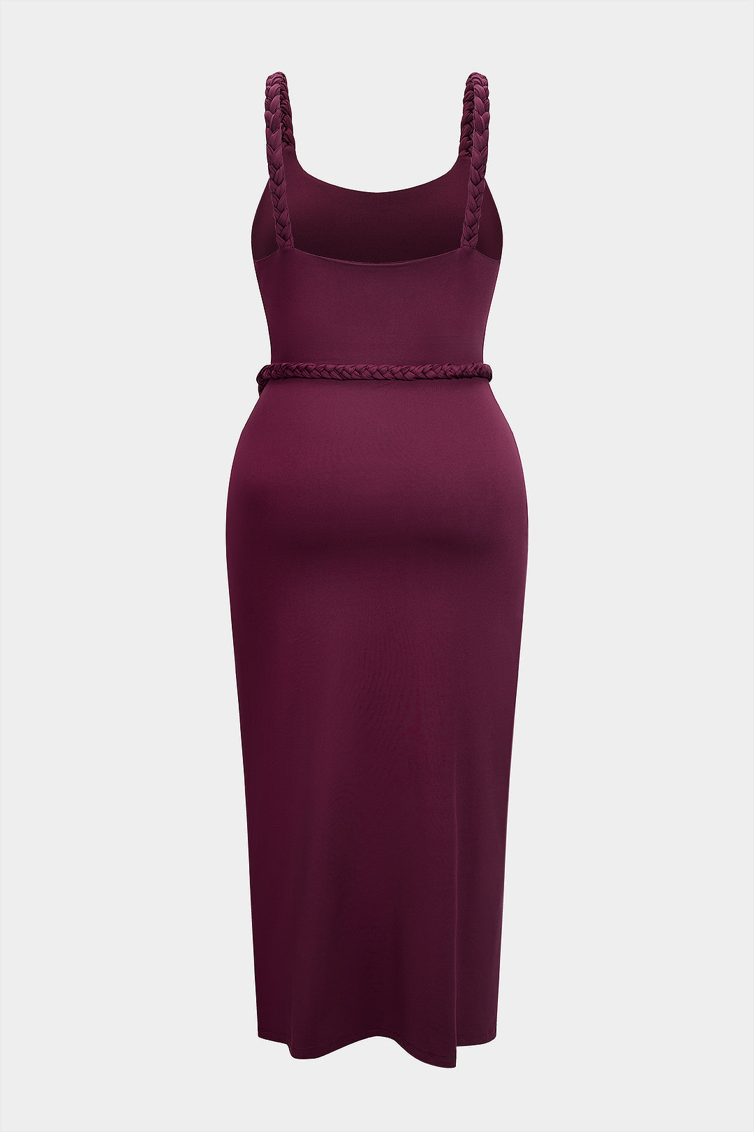 Plus Size Braided Ruched Sleeveless Midi Dress