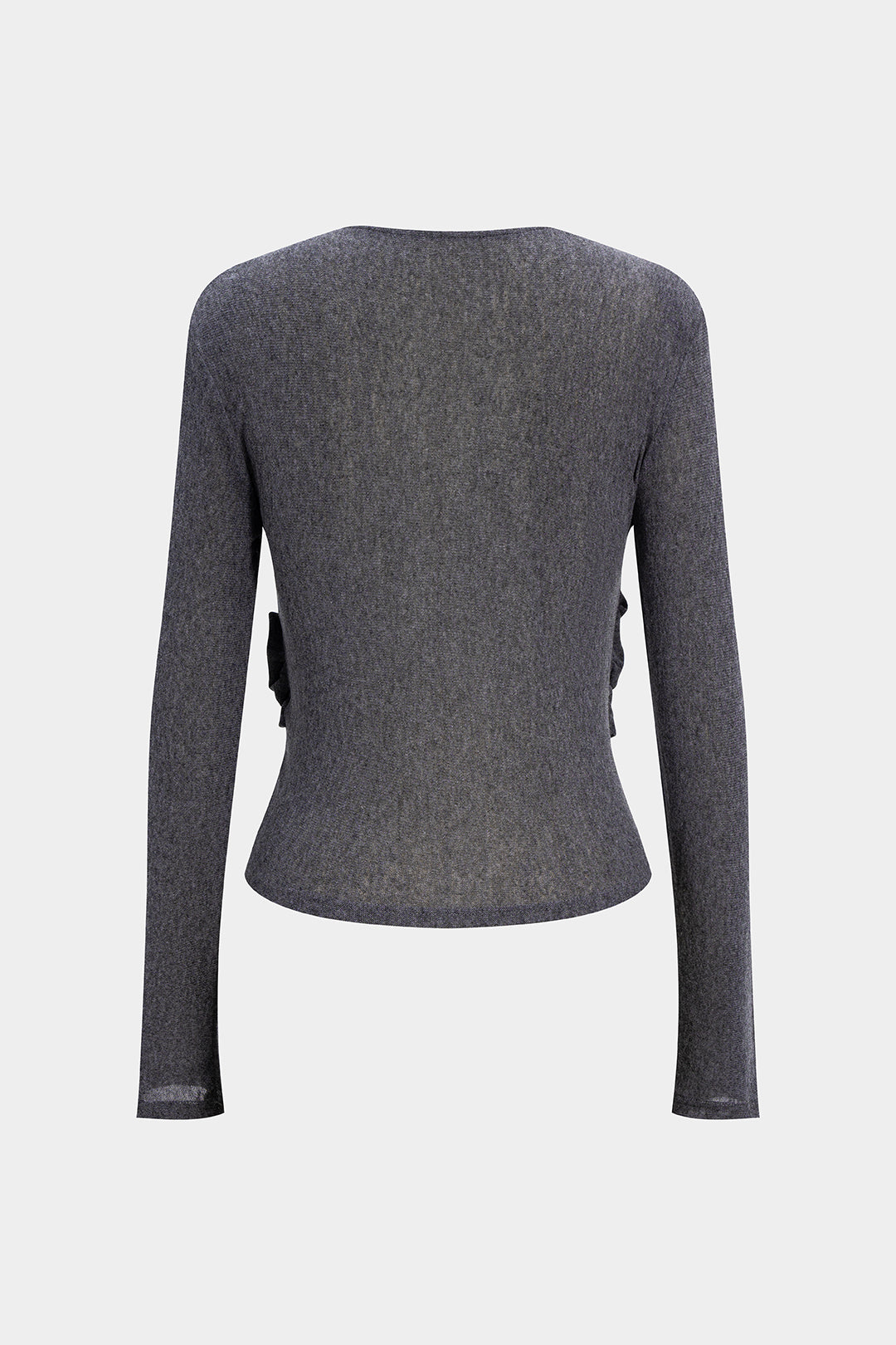 Crossed Ruched Long-Sleeve Top