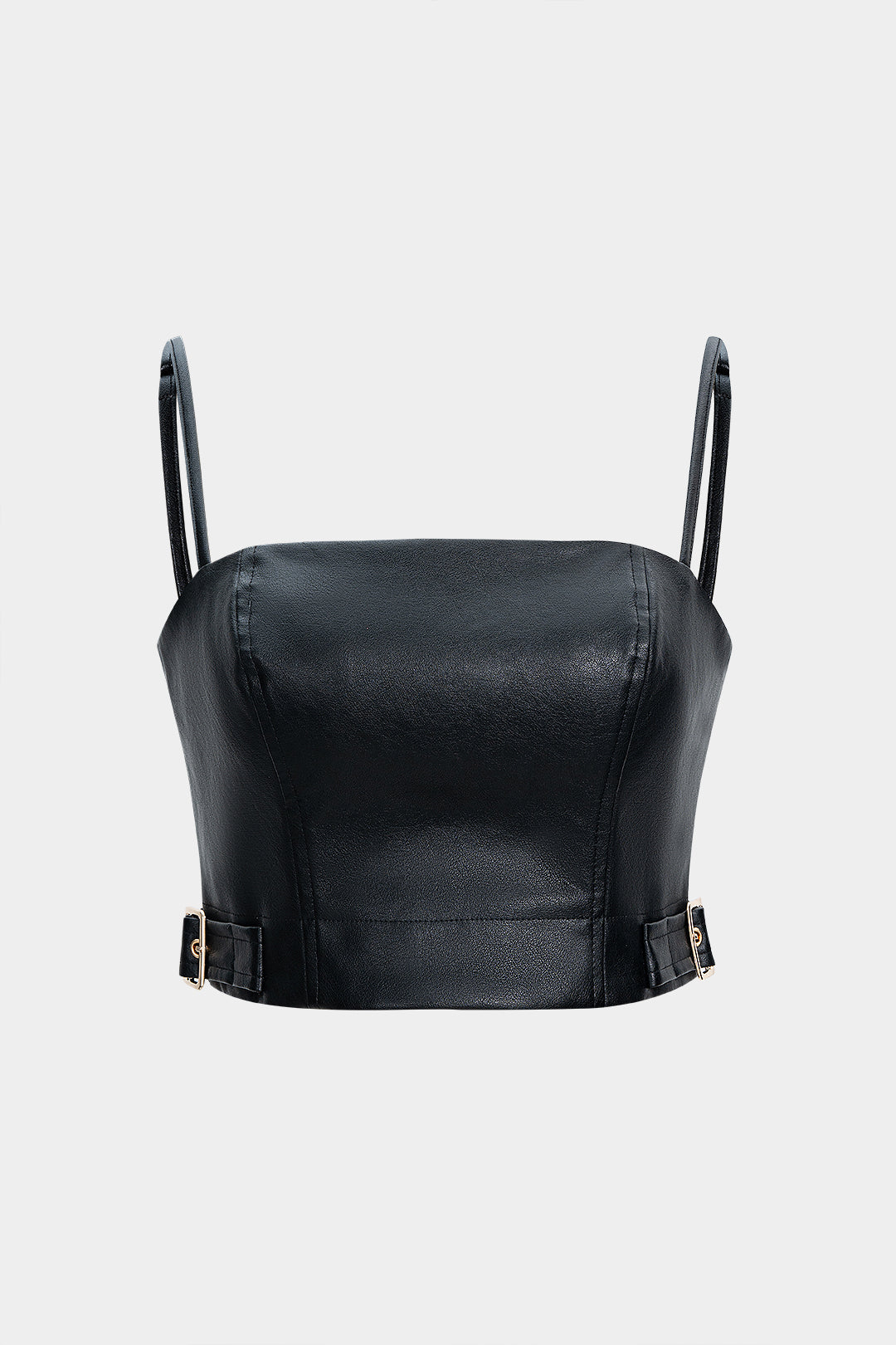 Faux Leather Metallic Buckle Cami Top