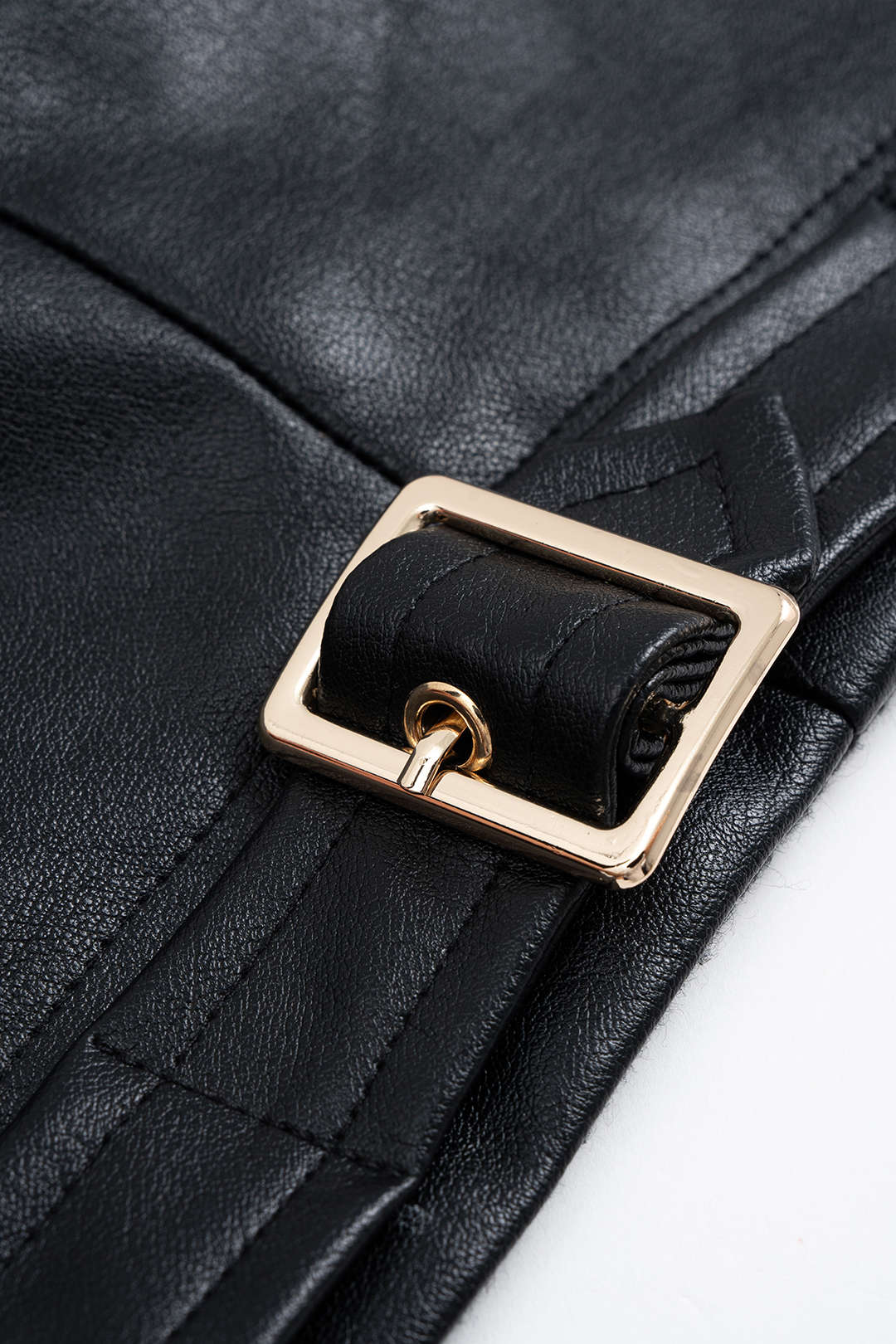Faux Leather Metallic Buckle Cami Top
