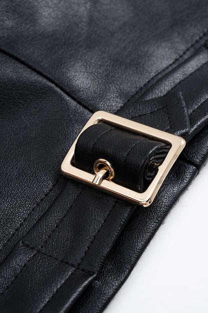 Faux Leather Metallic Buckle Cami Top