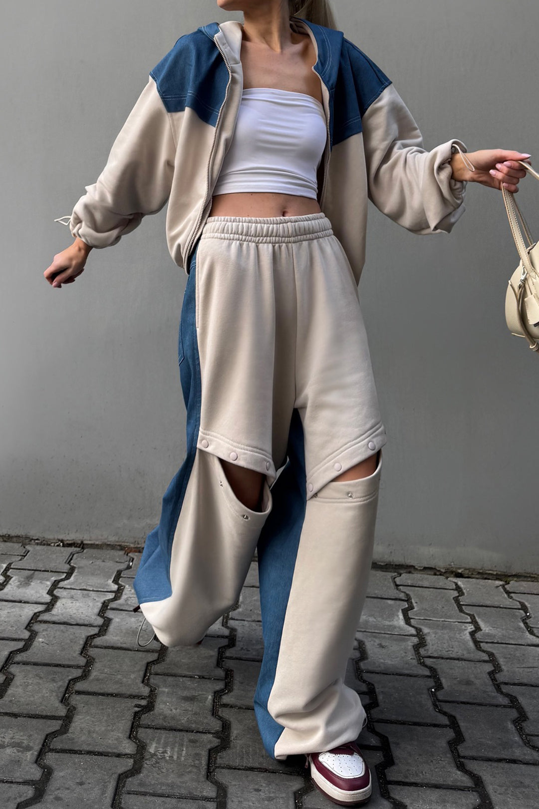 Denim Button Patchwork Stitching Jeans