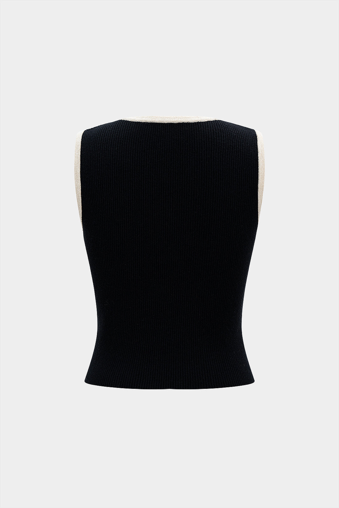 Knit Metallic Button Contrast Binding Tank Top