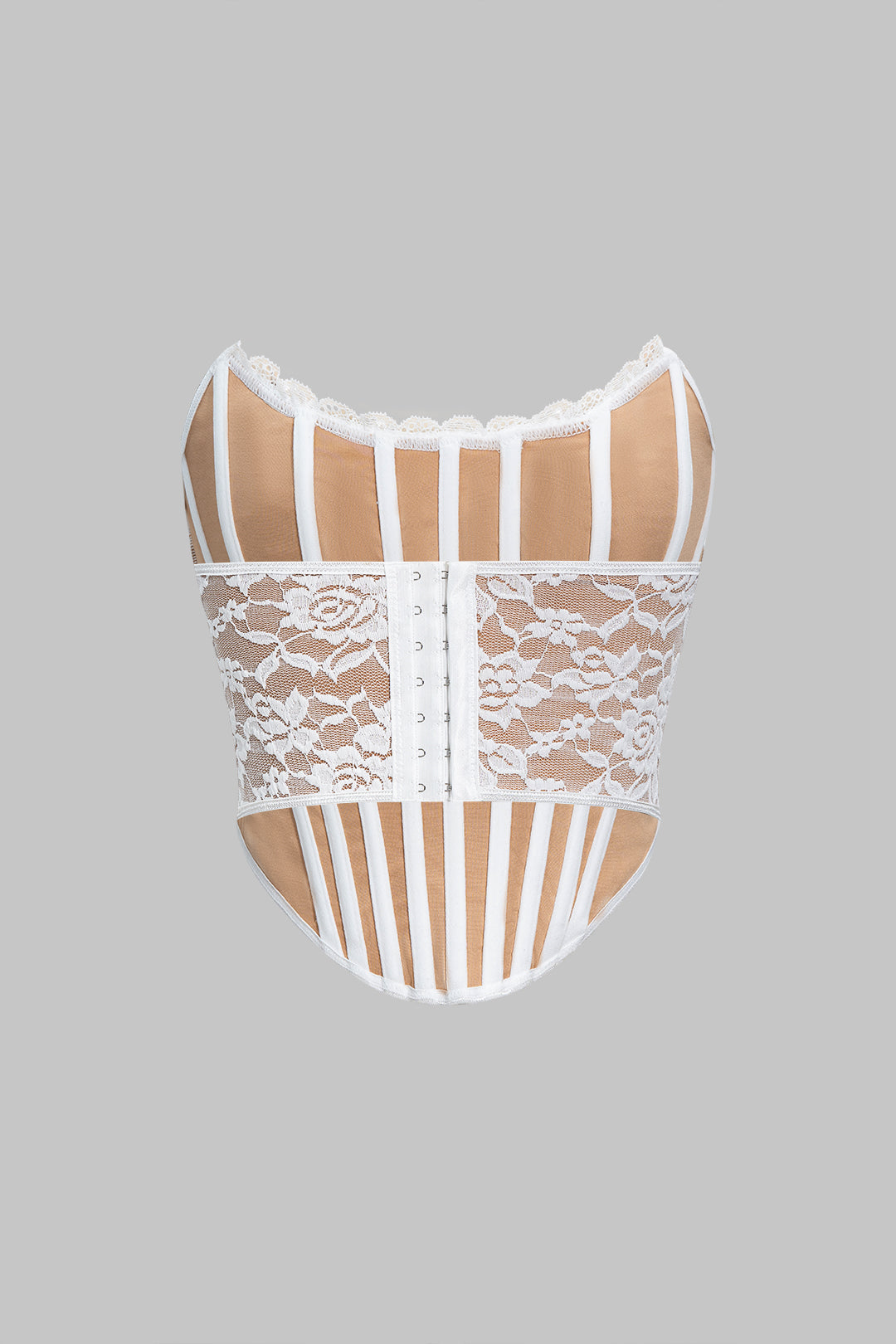 Lace Trim Hook And Eye Corset Waist Tube Top