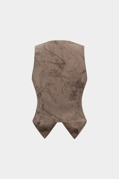 Metallic Button  V-Neck Vest