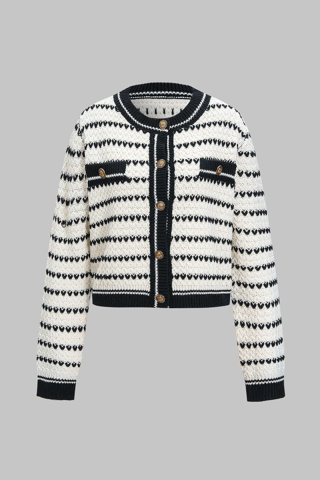 Knit Contrast Button Cardigan