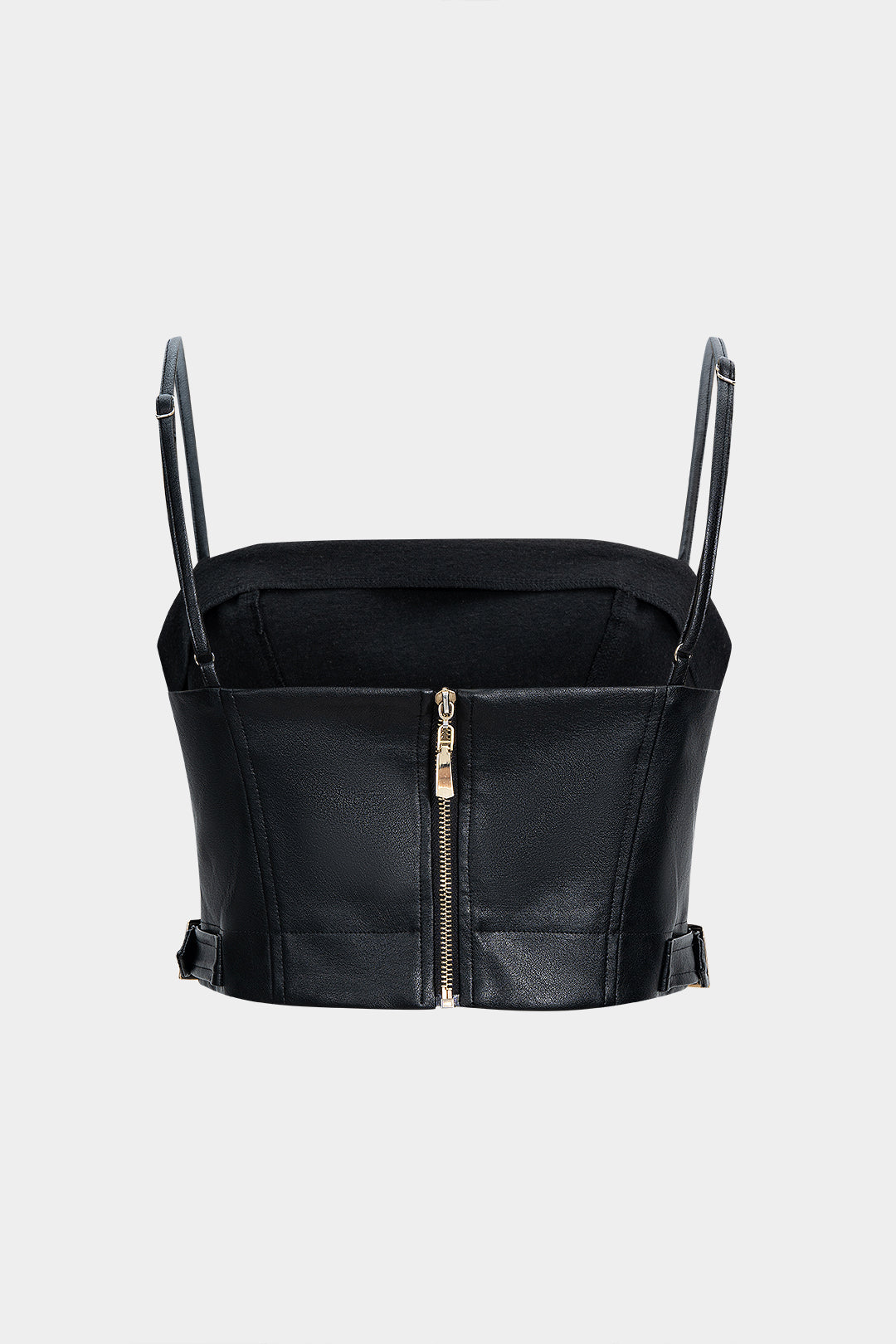 Faux Leather Metallic Buckle Cami Top