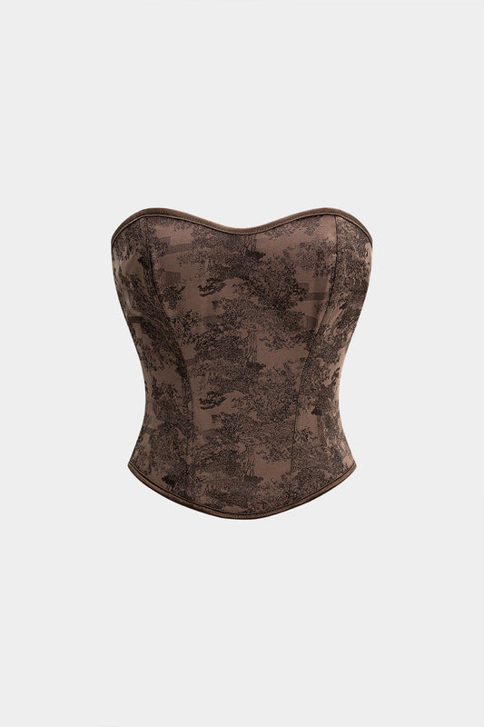 Jacquard Tie Back Strapless Tube Top