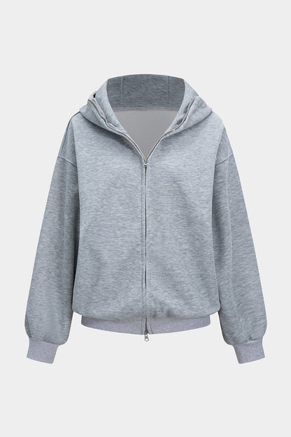 Zipper Long-Sleeve Hoodie