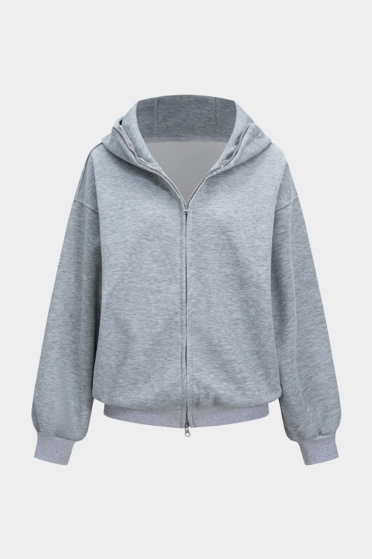 Zipper Long-Sleeve Hoodie