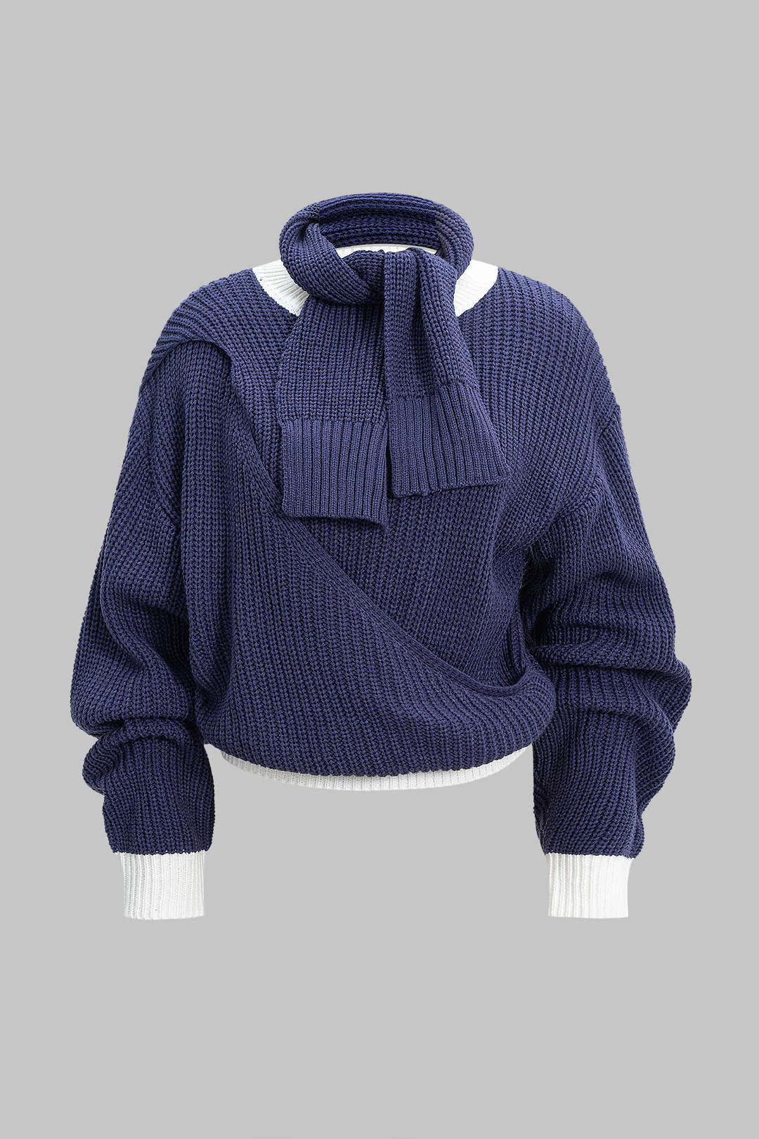 Knit Tie Front Asymmetrical Long-Sleeve Top