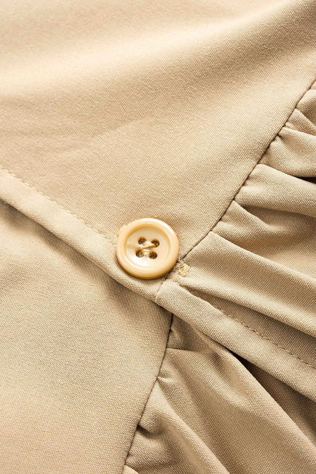 Lapel Button Tie-Up Ruched Coat
