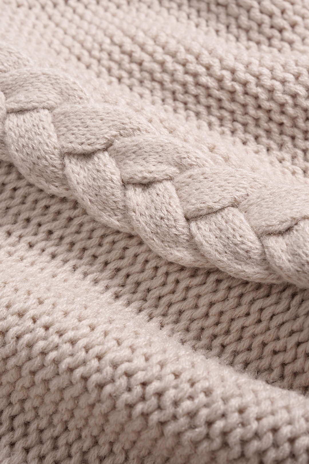 Cable Knit Round Neck Long-Sleeve Top