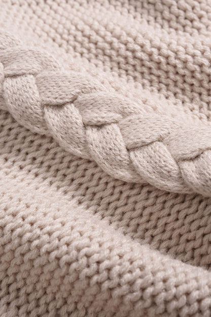 Cable Knit Round Neck Long-Sleeve Top