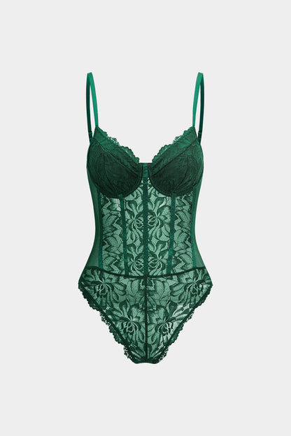 Lace Patchwork Backless Sleeveless Bodysuit