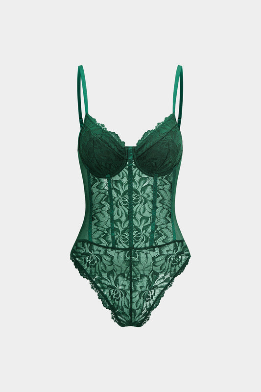 Lace Patchwork Backless Sleeveless Bodysuit