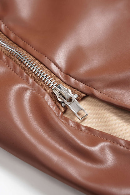 Faux Leather Zipper Skirt