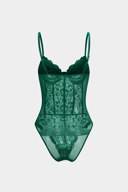 Lace Patchwork Backless Sleeveless Bodysuit