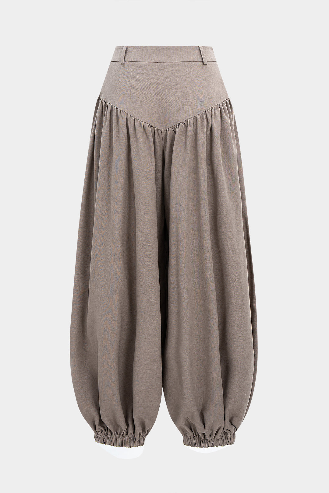 Linen High Waist Ruched Lantern Trousers