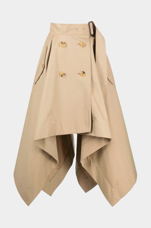 Belted Button Detail Ruched Skirt