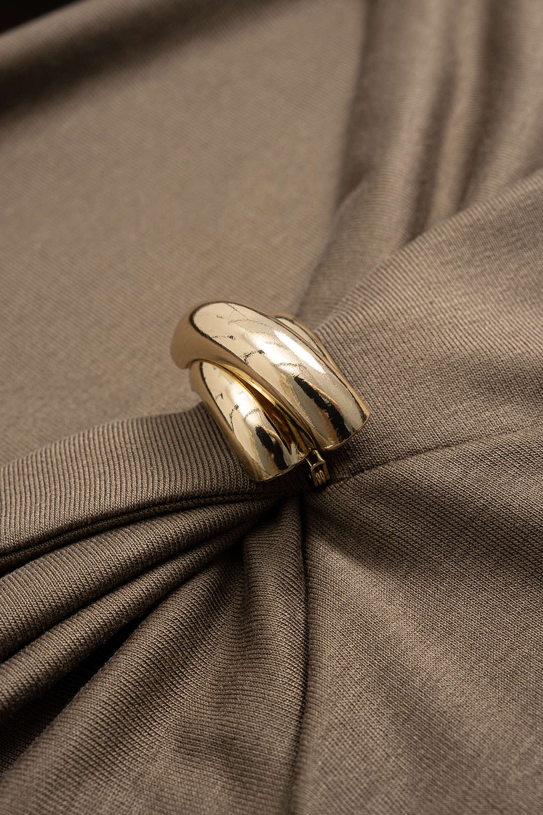 Metallic Twist Knot Ruched Long-Sleeve Top
