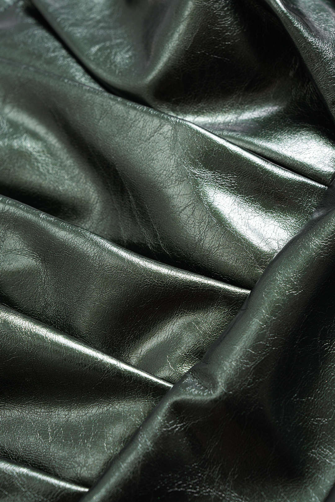 Faux Leather Metallic Ruched Sleeveless Slip Mini Dress