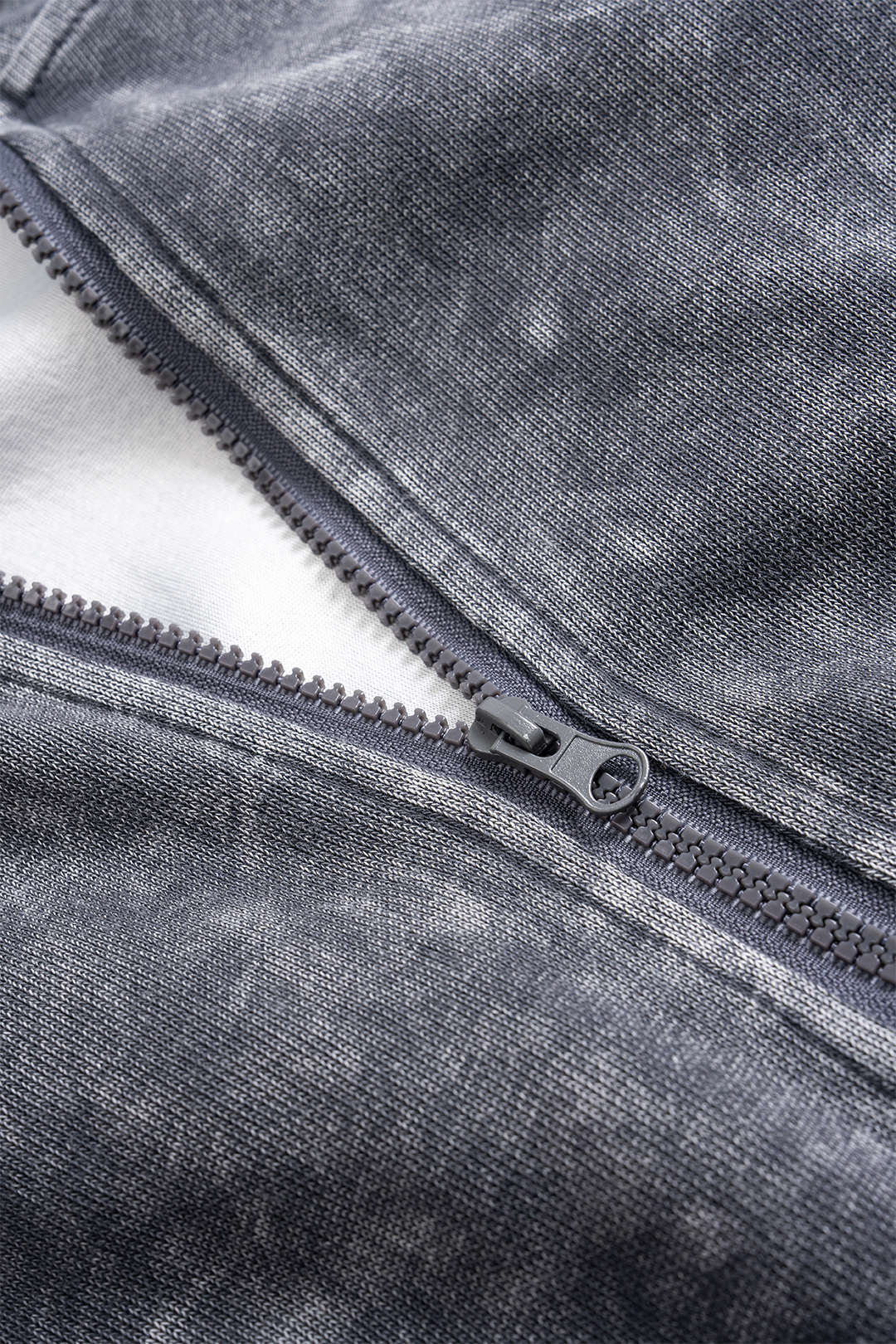 Drawstring Zipper Hoodie And Shirred Waistband Trousers Set