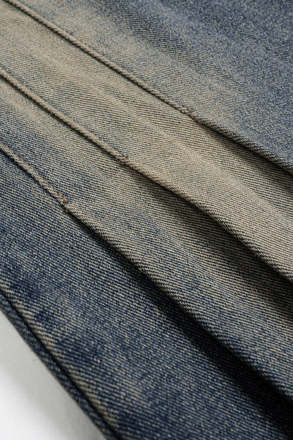 Denim Pleated Jeans