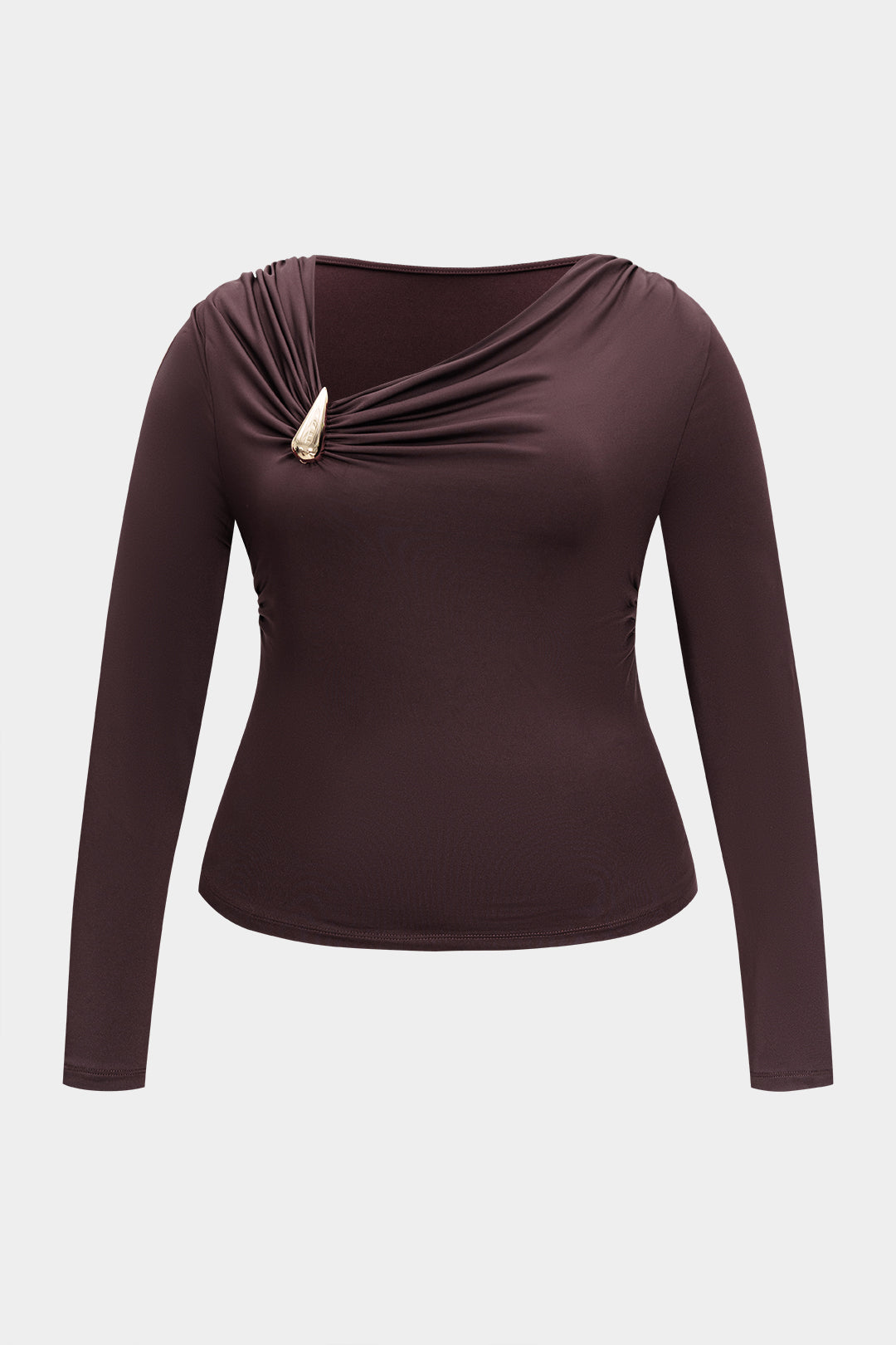 Plus Size Metallic Asymmetrical Long-Sleeve Top