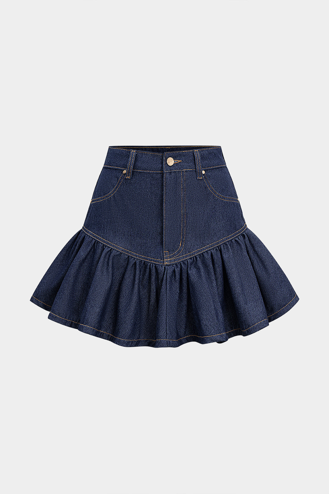 Denim Ruffle Mini Skirt