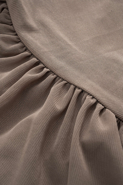 Chiffon Ruched V-Neck Sleeveless Bodysuit And Skirt Set