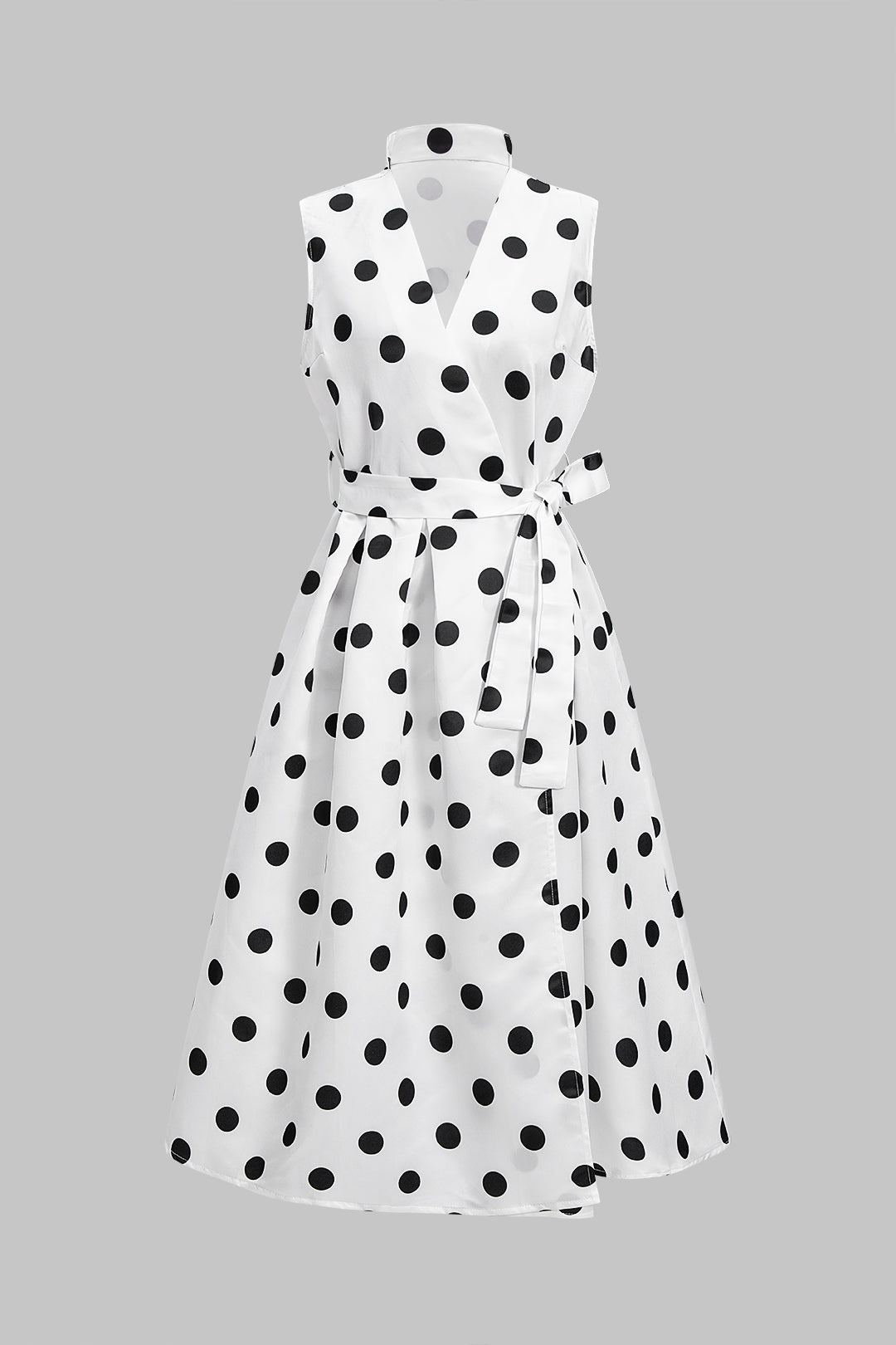 Polka Dots Print Tie-Up Sleeveless Maxi Dress