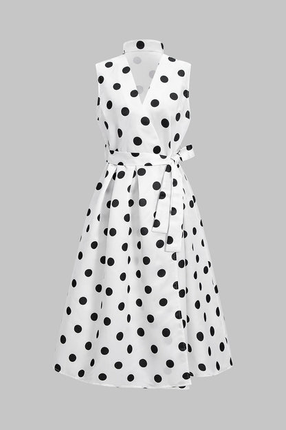 Polka Dots Print Tie-Up Sleeveless Maxi Dress