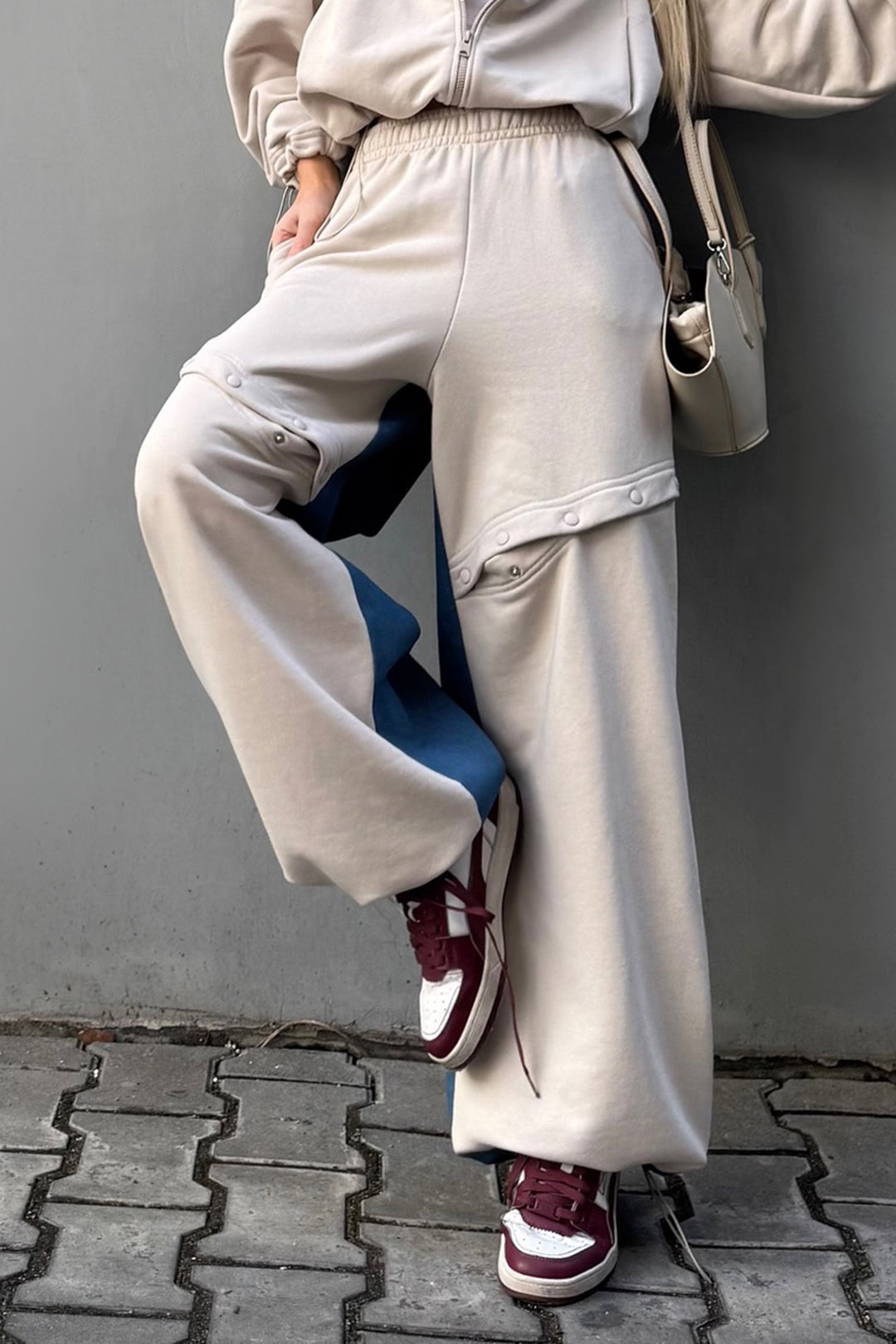 Denim Button Patchwork Stitching Jeans