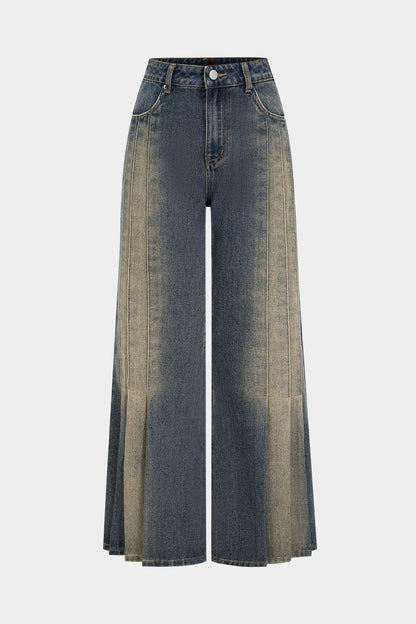 Denim Pleated Jeans