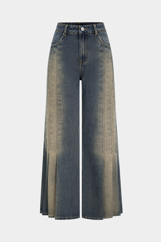 Denim Pleated Jeans