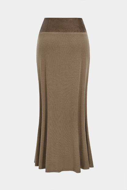 Faux Leather Patchwork Skirt