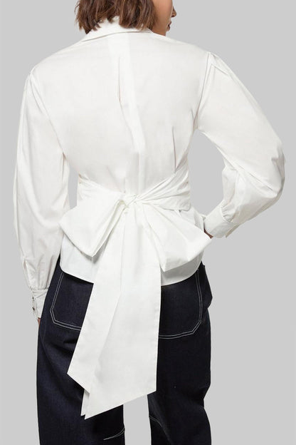 Bow Crossed Long-Sleeve Shirt