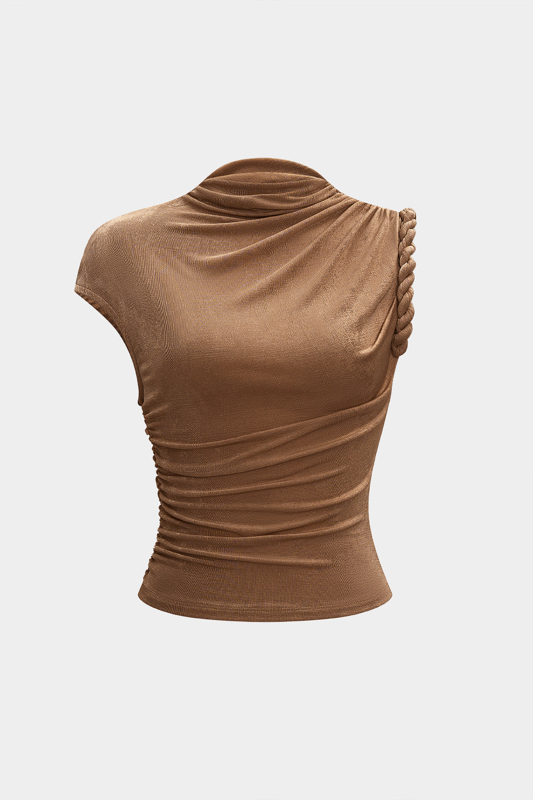 Knit Twist Knot Ruched Asymmetrical Tank Top