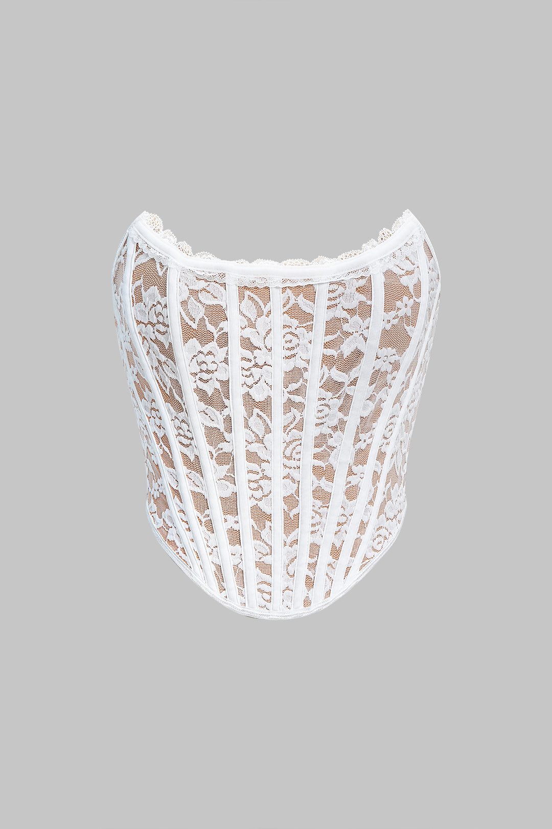 Lace Trim Hook And Eye Corset Waist Tube Top