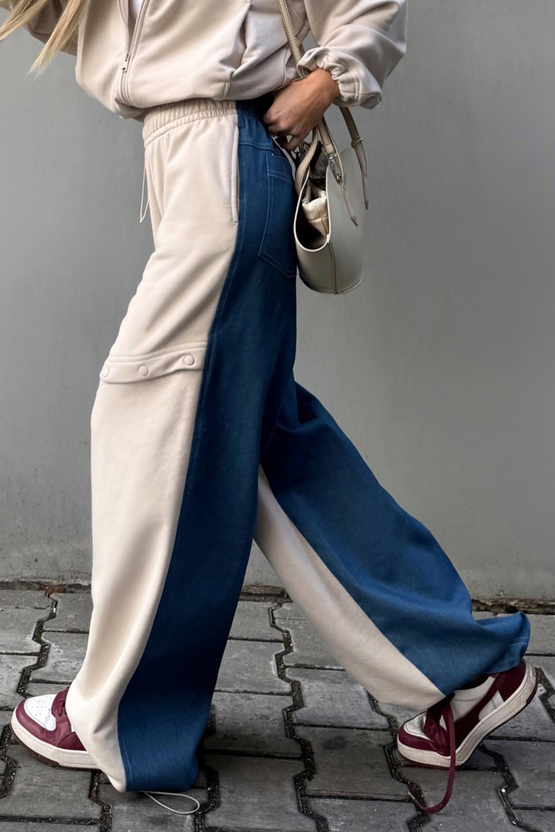 Denim Button Patchwork Stitching Jeans