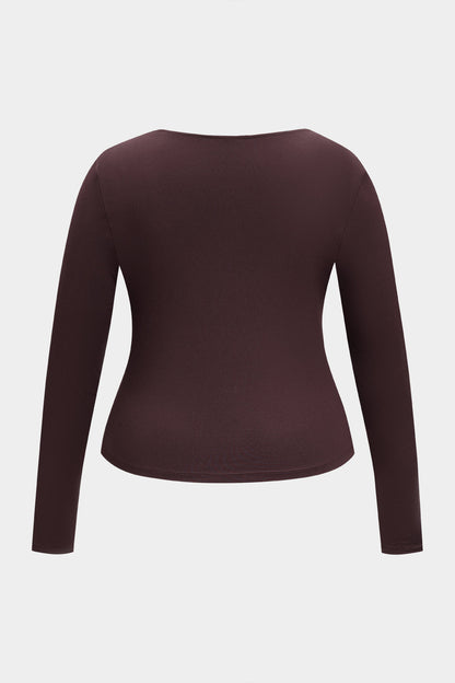 Plus Size Metallic Asymmetrical Long-Sleeve Top