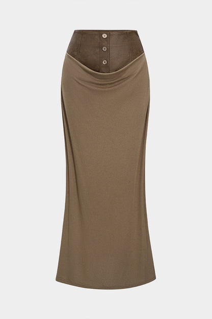 Faux Leather Patchwork Skirt