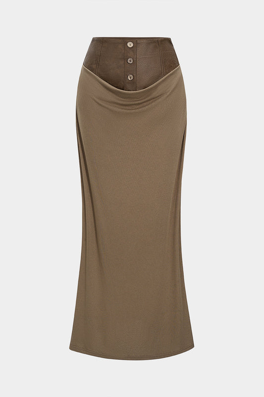 Faux Leather Patchwork Skirt