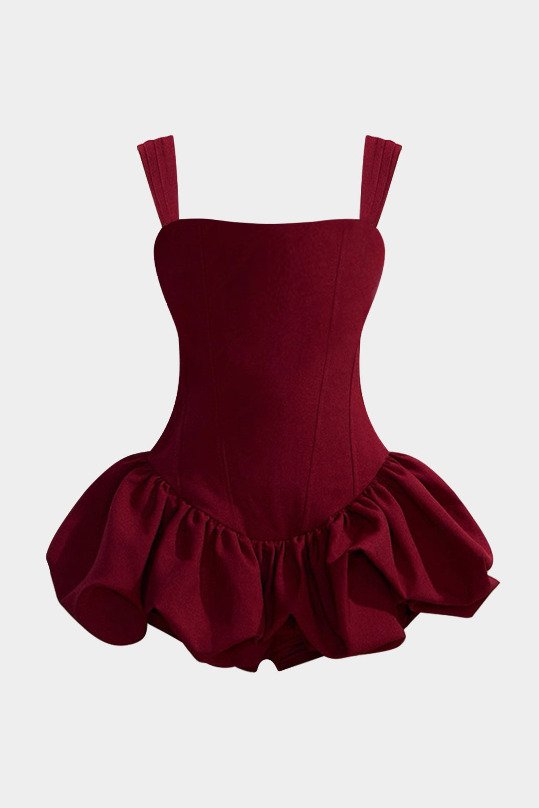 Corset Waist Ruched Puff Hem Sleeveless Mini Dress