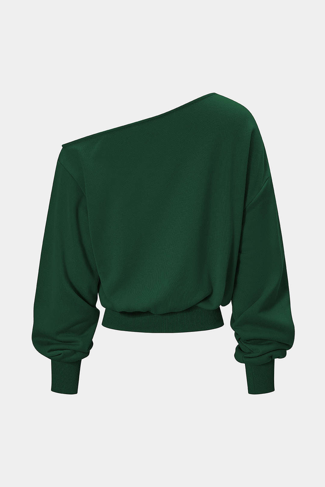 Patchwork Asymmetrical Shoulder Long-Sleeve Top
